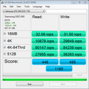 CPU Optimized Samsung 840 EVO 1TB SSD AS SSD IOPS
