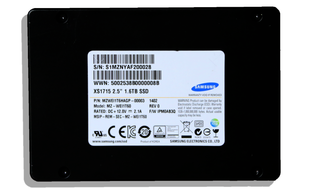 Samsung XS1715 1.6GB NVMe SSD 3x5 Straight