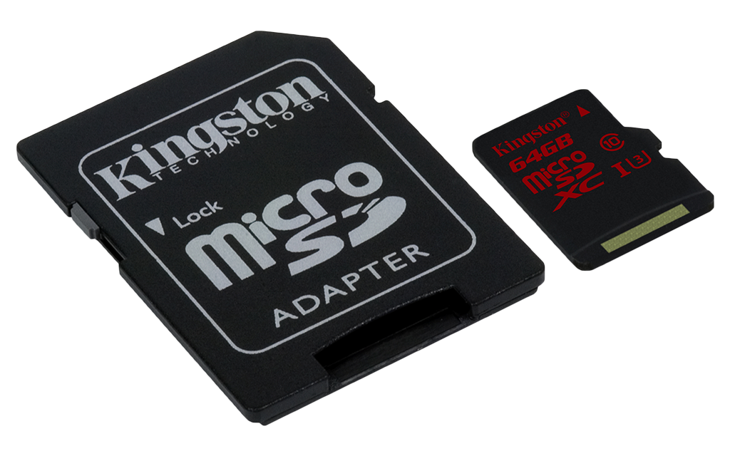 microSDXC UHS-I U3 64GB w Adapter-Angle