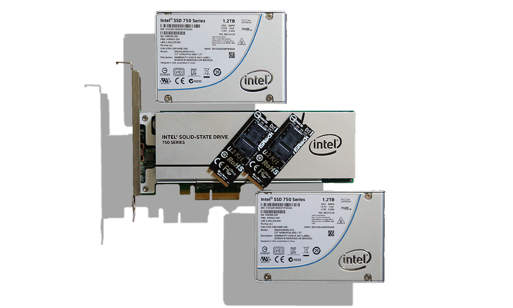 Intel 750 NVMe SSDs with U2 Adapter