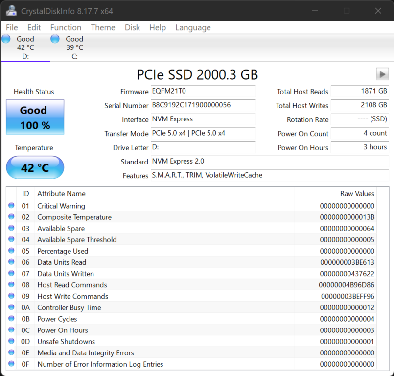 Phison PS5026-E26 Reference Design PCIe 5.0 2TB NVMe M.2 SSD